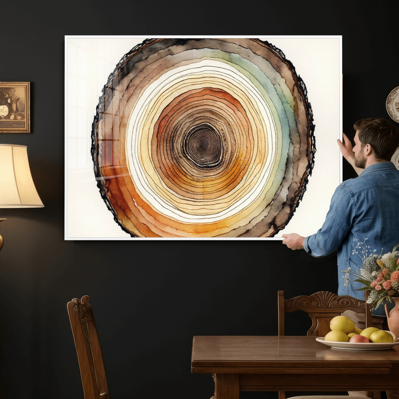 Natural Wood Slice Wall Art Canvas Print, Tree Ring Wall