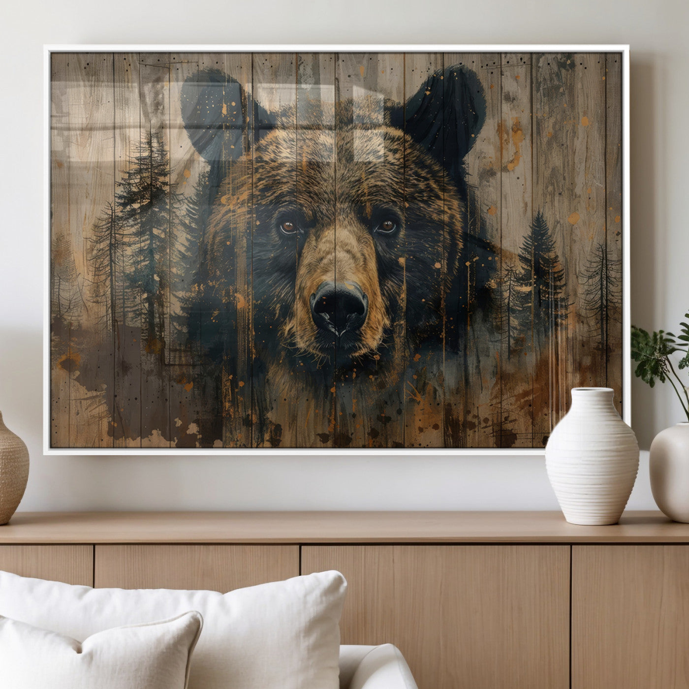 Abstract 399 Bear Wall Art | Rustic Cabin Wall Decor with