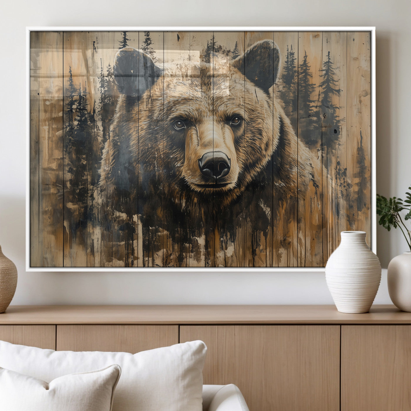 Majestic Grizzly 399 Bear Wall Art | 3-Panel Rustic Canvas