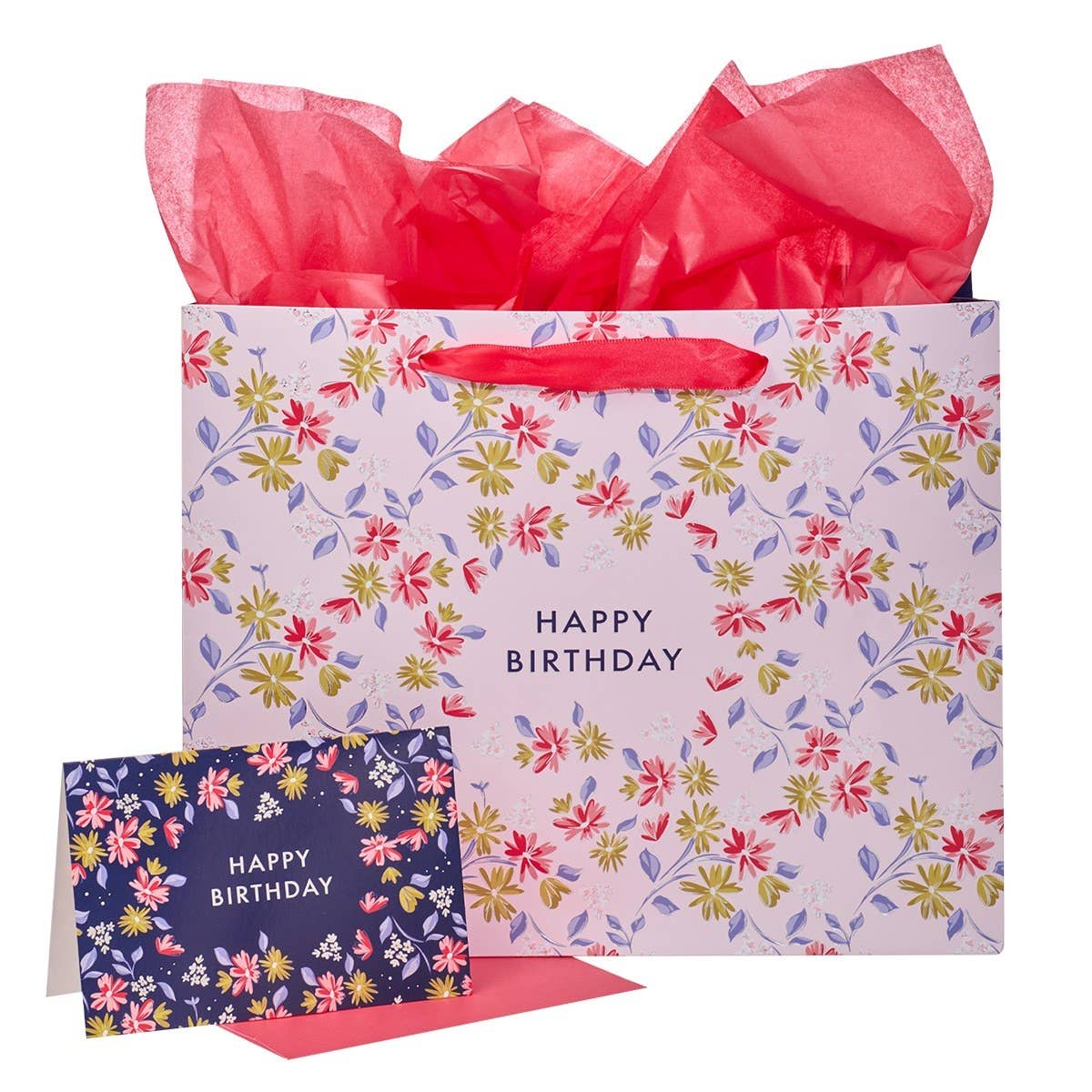 Gift Bag w/ Card LG Landscape Pink Happy Birthday