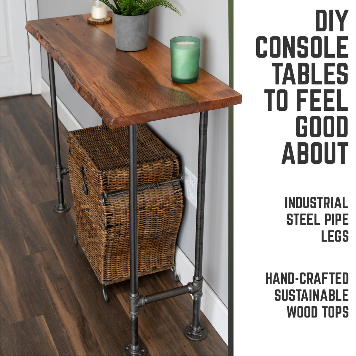RESTORE Sunset Cedar Solid Live Edge Wood Console Table