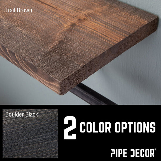 6 in. Wall-Mounted Pipe Toilet Paper Holder with Wood Shelf, Trail Brown