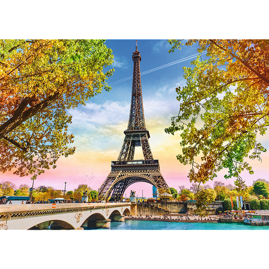 500 Piece Jigsaw Puzzles, Romantic Paris, France, Eiffel Tower in the Fall, Iconic Monuments, Adult Puzzles, Trefl 37330