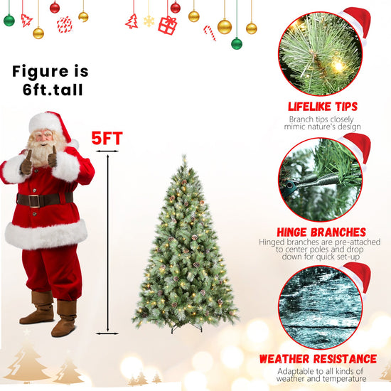 Premium 5FT Christmas Tree with 200 Warm Lights