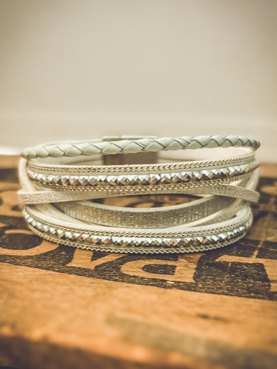 Beautiful White Leather Cuff Bracelet