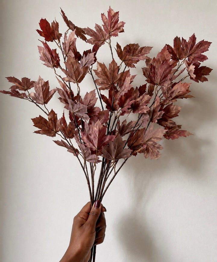 Artificial Autumn Maple Leaf Stems - Customizable Bendable Stems