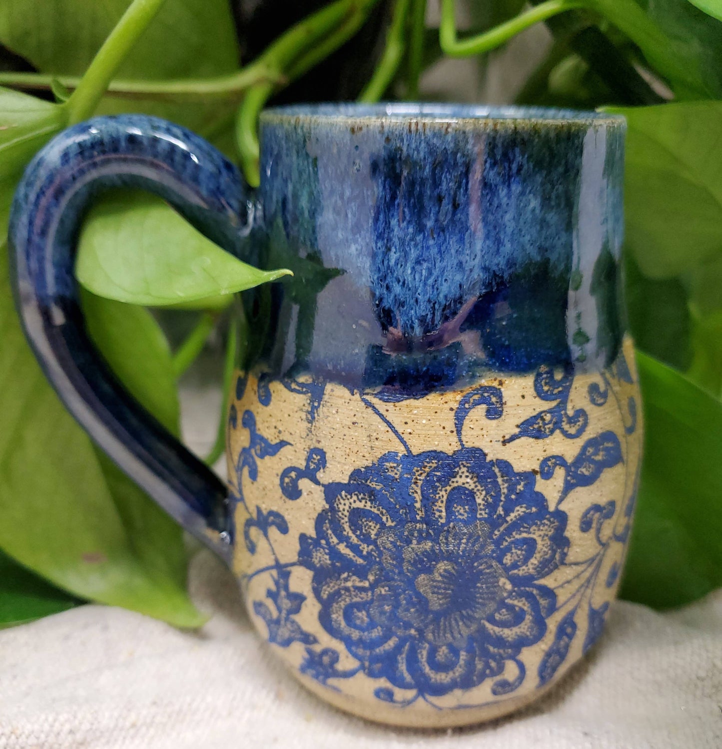 Rustic Victorian Blue Floral Mug