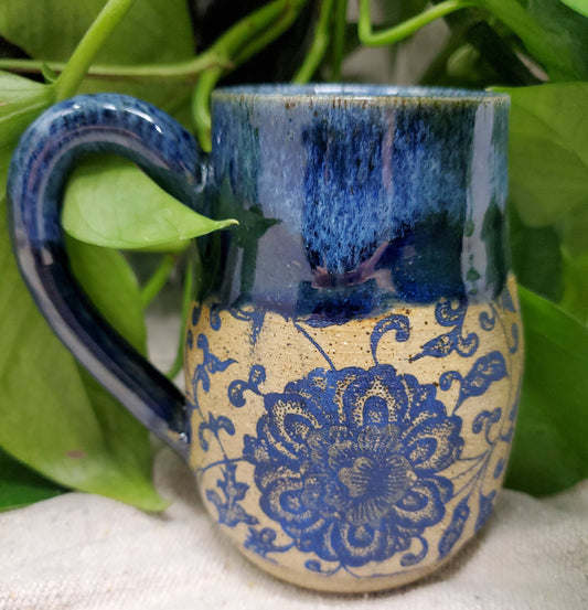 Rustic Victorian Blue Floral Mug
