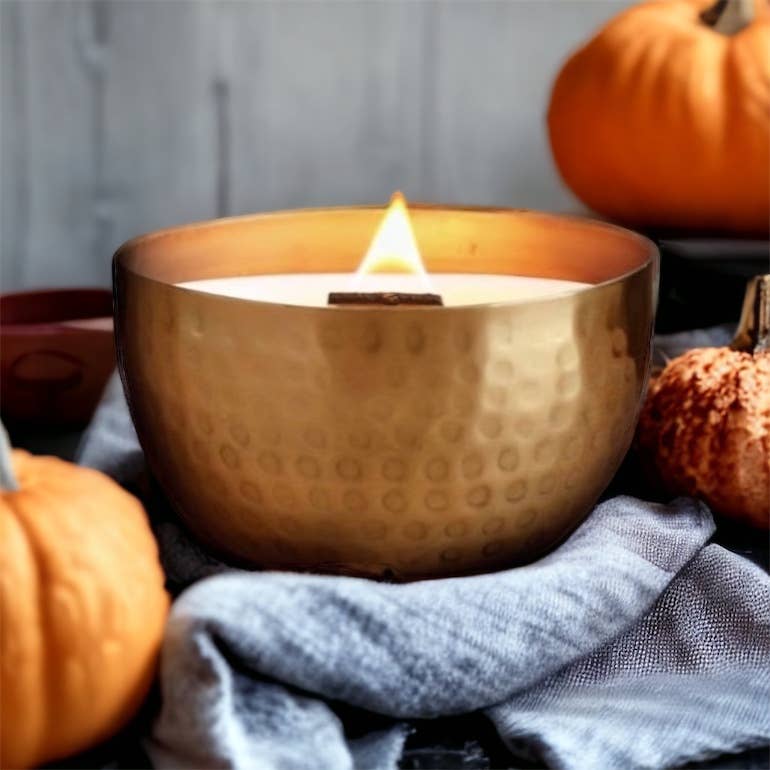 Autumn Brass Bowl Collection-Solid Brass 14ozPure Soy Candle