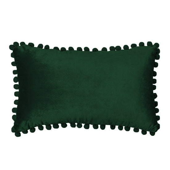 Rectangular Pompoms Throw Pillow cover and 330g insert size 12"x20" lumbar pillow, Dark Green, 12X20 – Fancy & Stacy