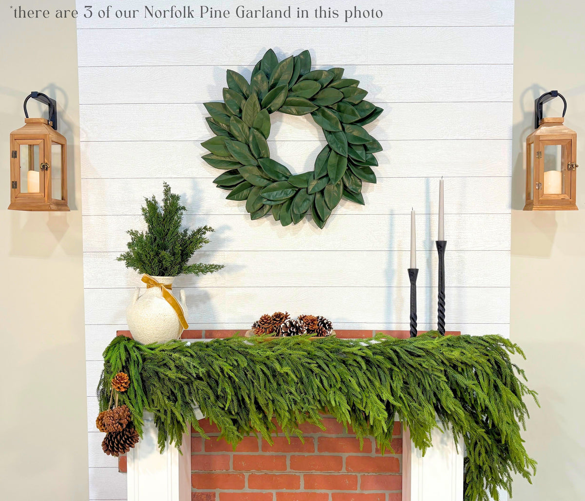 Artificial 6' Norfolk Pine Garland, decorative greenery for mantel, table or staircase