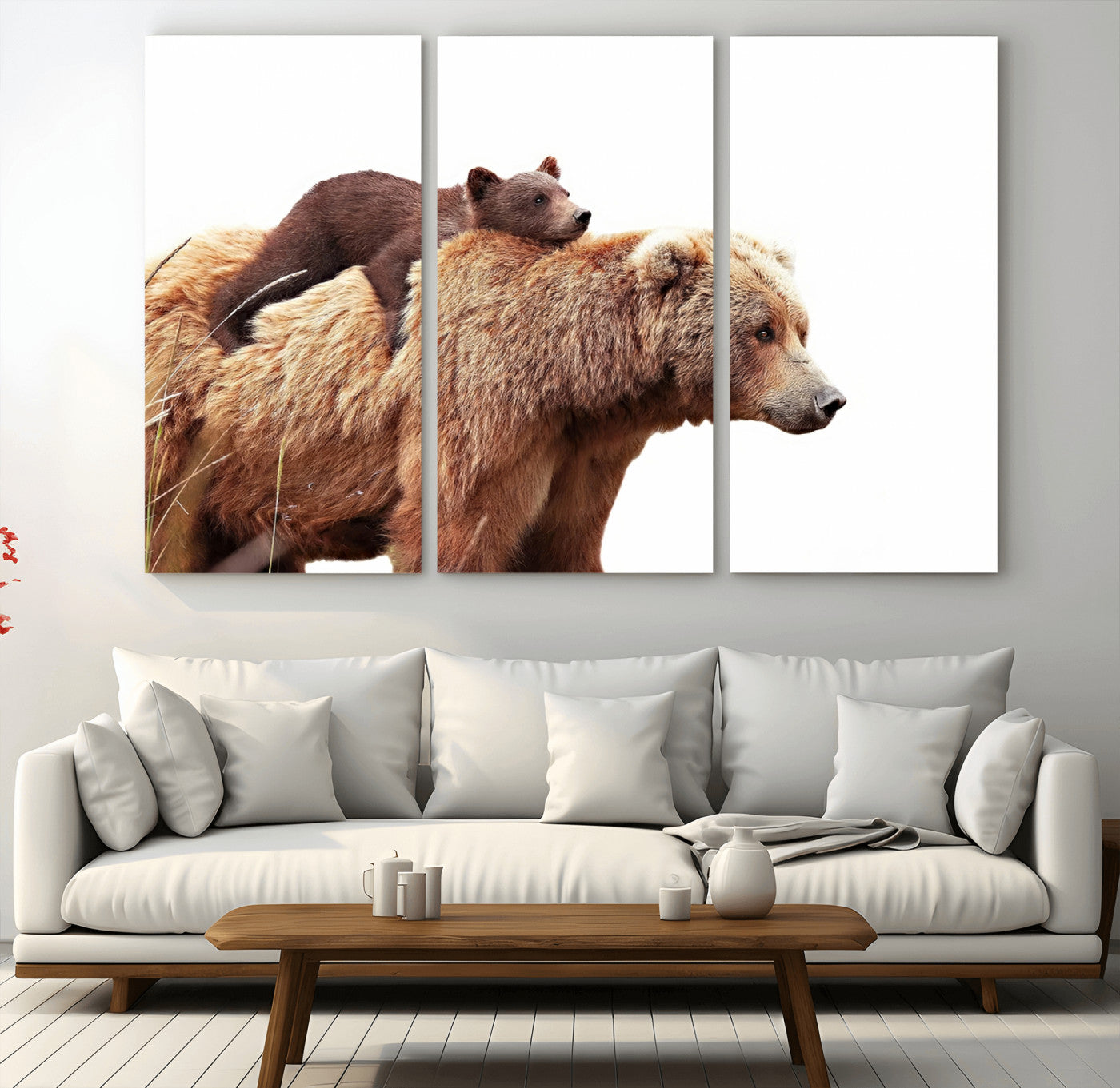 Mother and Baby Bear Canvas Wall Art - Adorable Wildlife