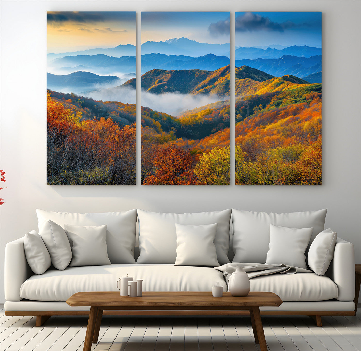 Autumn Mountains Wall Art, Vibrant Fall Foliage Landscape