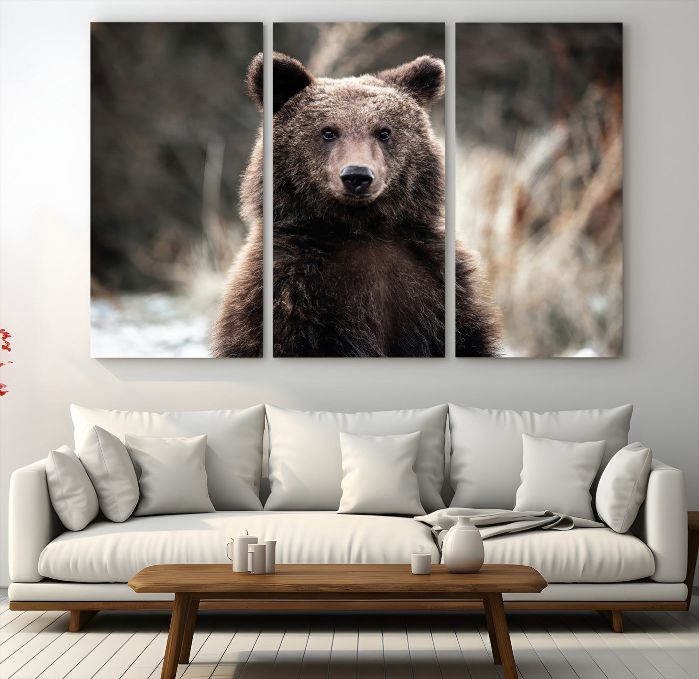 Brown Bear Wall Art Canvas Print – Framed Majestic Woodland
