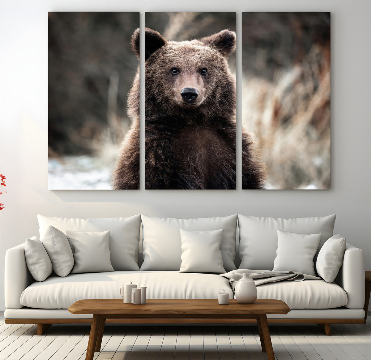 Brown Bear Wall Art Canvas Print – Framed Majestic Woodland