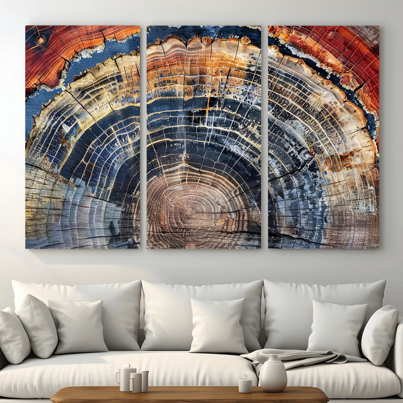 Tree Rings Wall Art Canvas Print – Framed Wood Art Picture