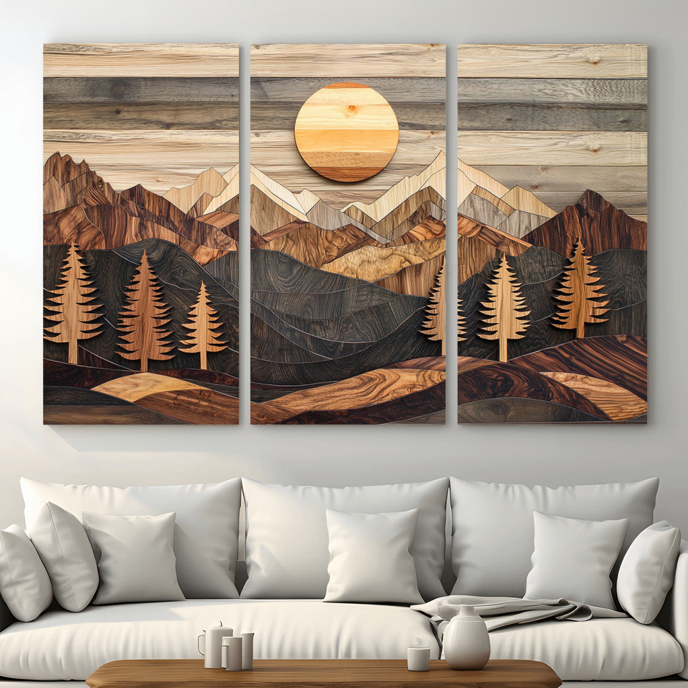 Wood Mountain Wall Art Canvas Print – Layered Forest and