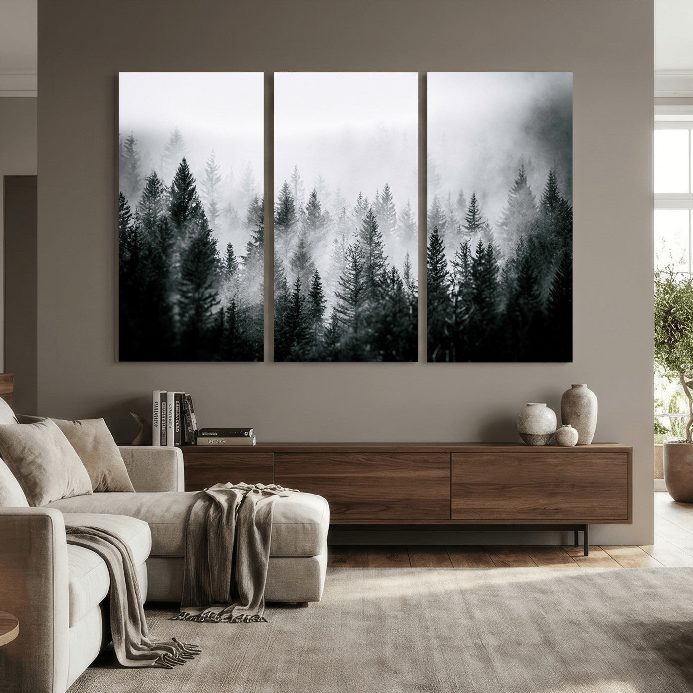 Foggy Forest Wall Art Canvas Print – Mountain Woodland