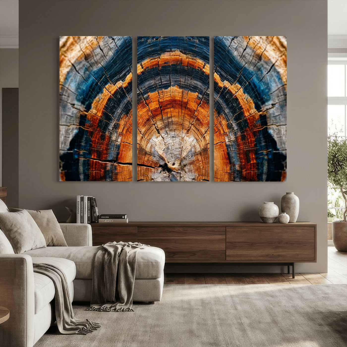 Abstract Wood Grain Canvas Print, Tree Ring Pattern Wall