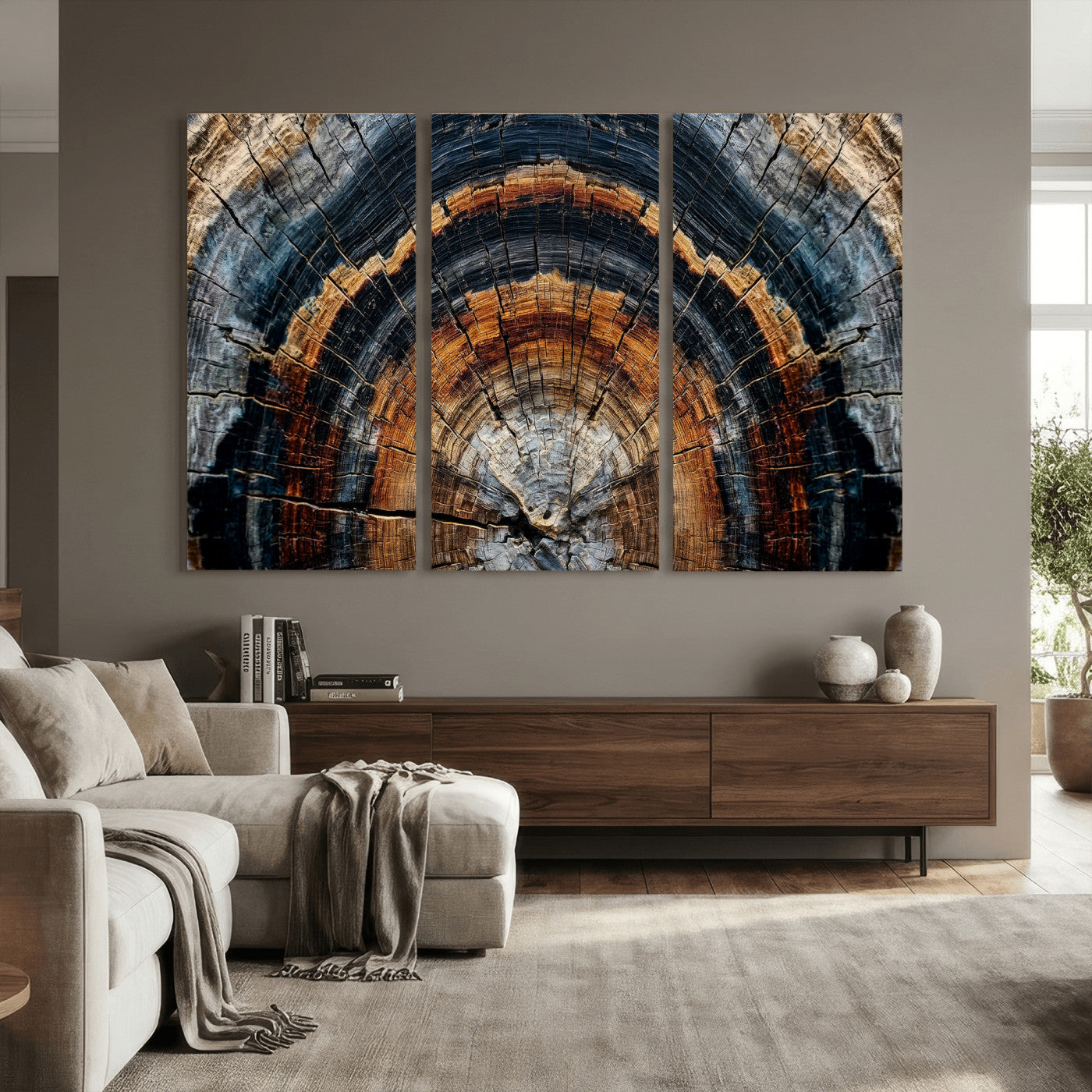Abstract Wood Grain Canvas Print, Tree Ring Pattern Wall