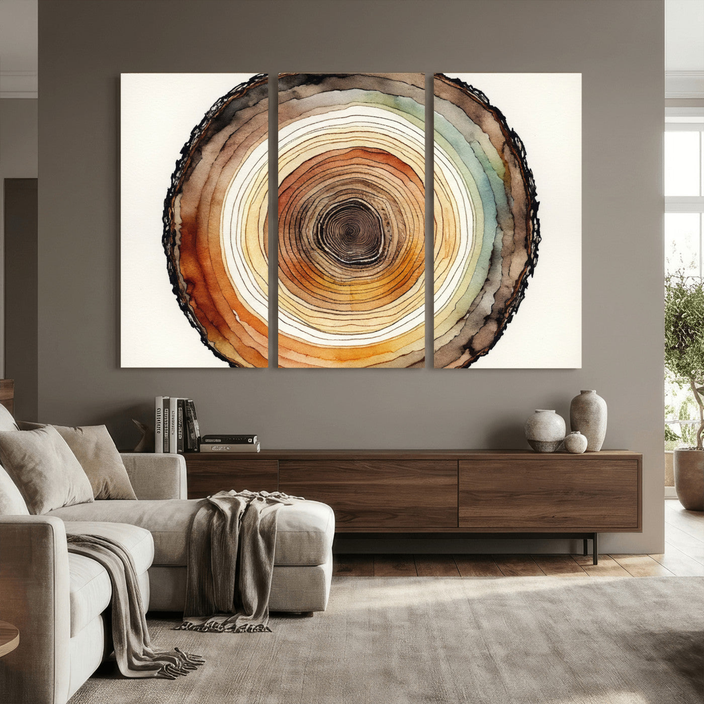 Natural Wood Slice Wall Art Canvas Print, Tree Ring Wall