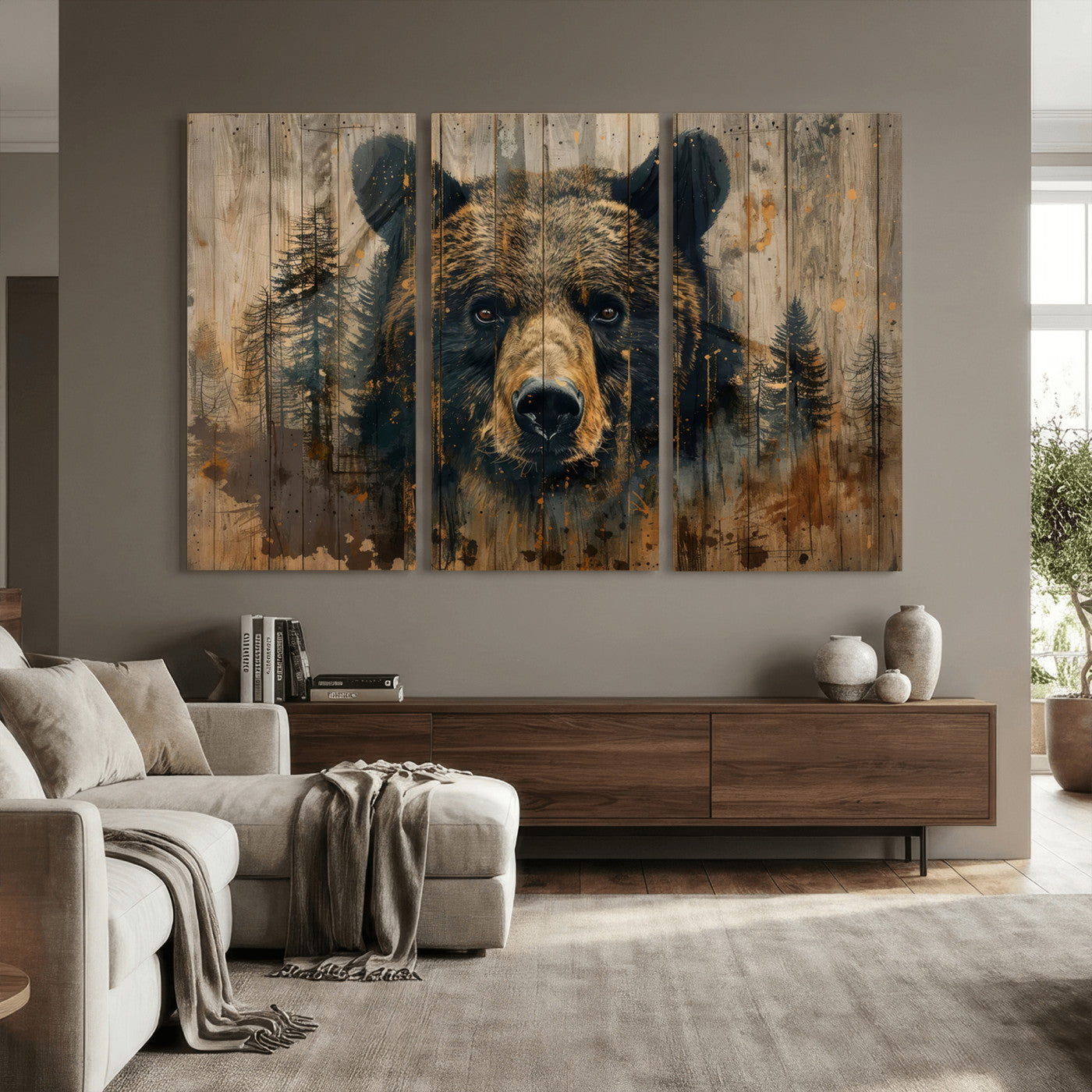 Abstract 399 Bear Wall Art | Rustic Cabin Wall Decor with