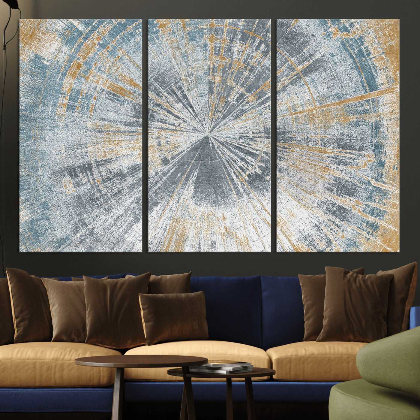 Radiant Abstract Wood Rings Canvas Art – Modern Triptych