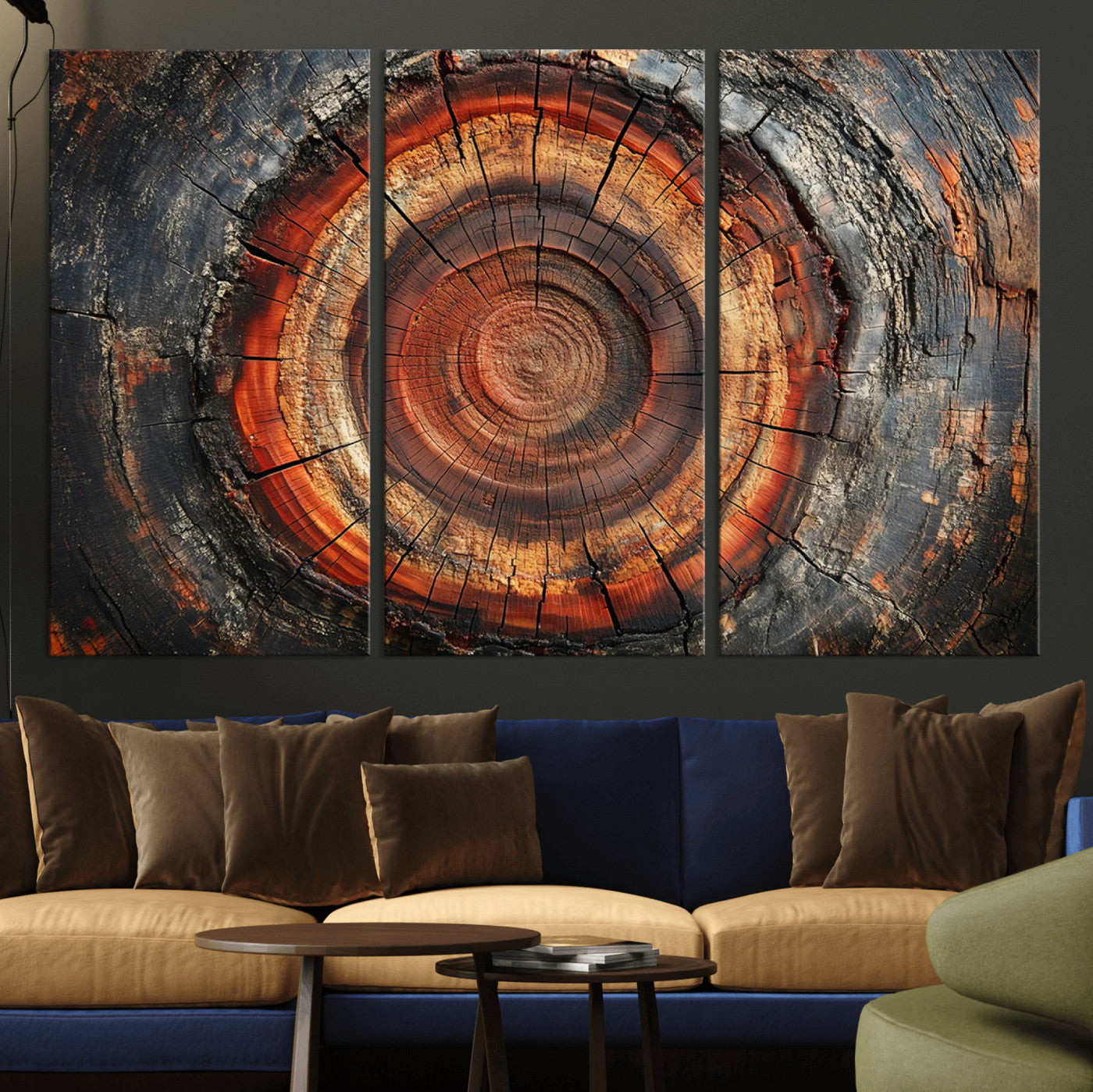 Wood Grain Canvas Wall Art - Framed Abstract Tree Ring