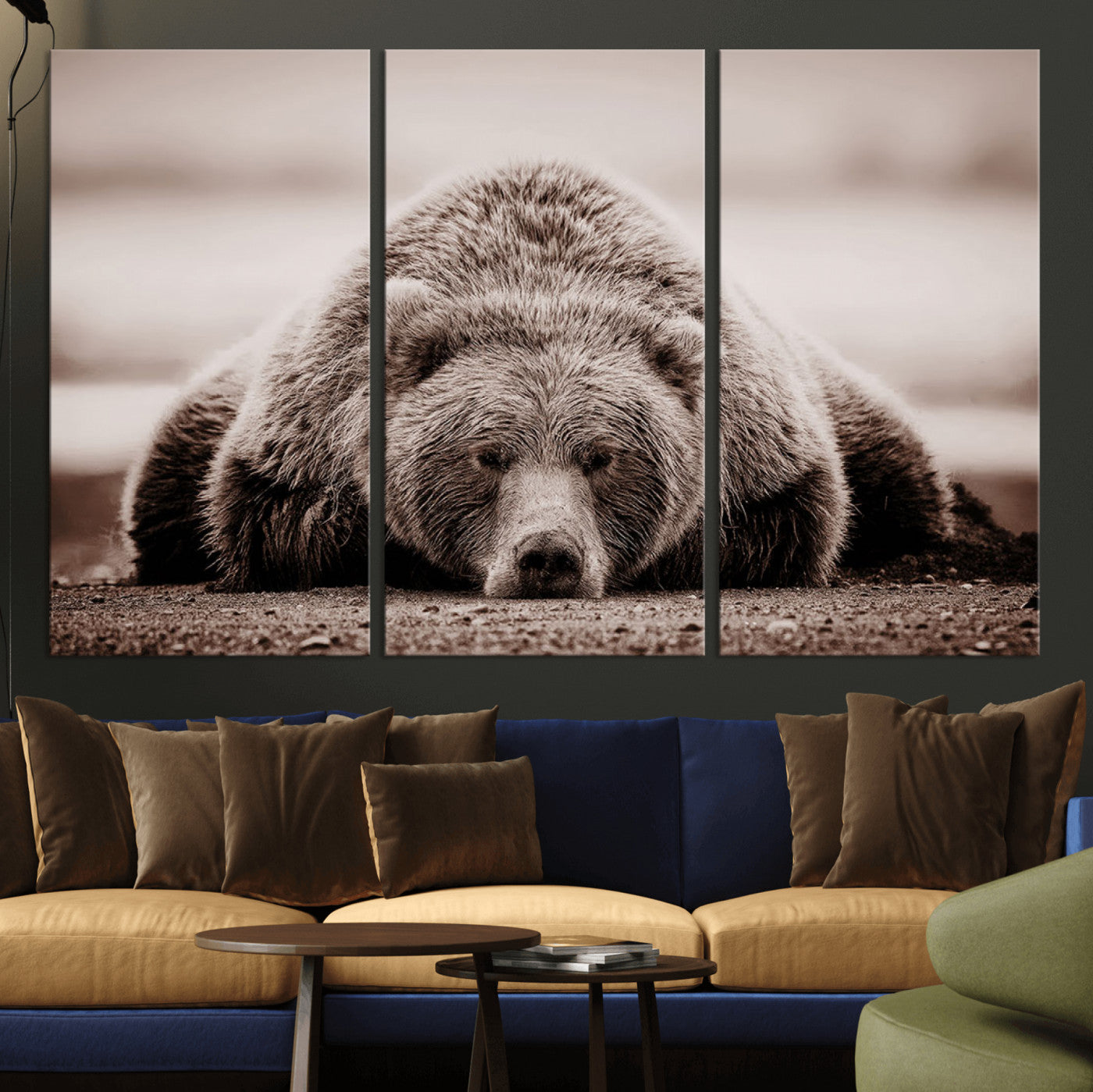 Grizzly Bear Wall Art Print - Bear Canvas Wall Art - Rustic