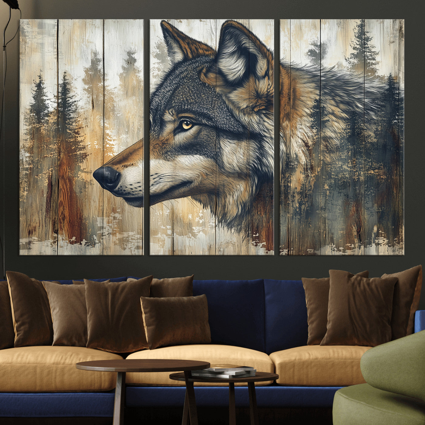 Rustic Wolf Wall Art Canvas Print – Vintage Woodland