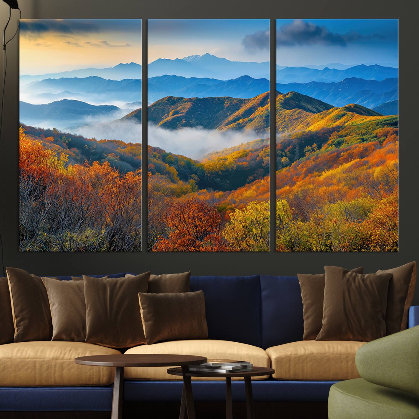 Autumn Mountains Wall Art Canvas Print – Foggy Peaks