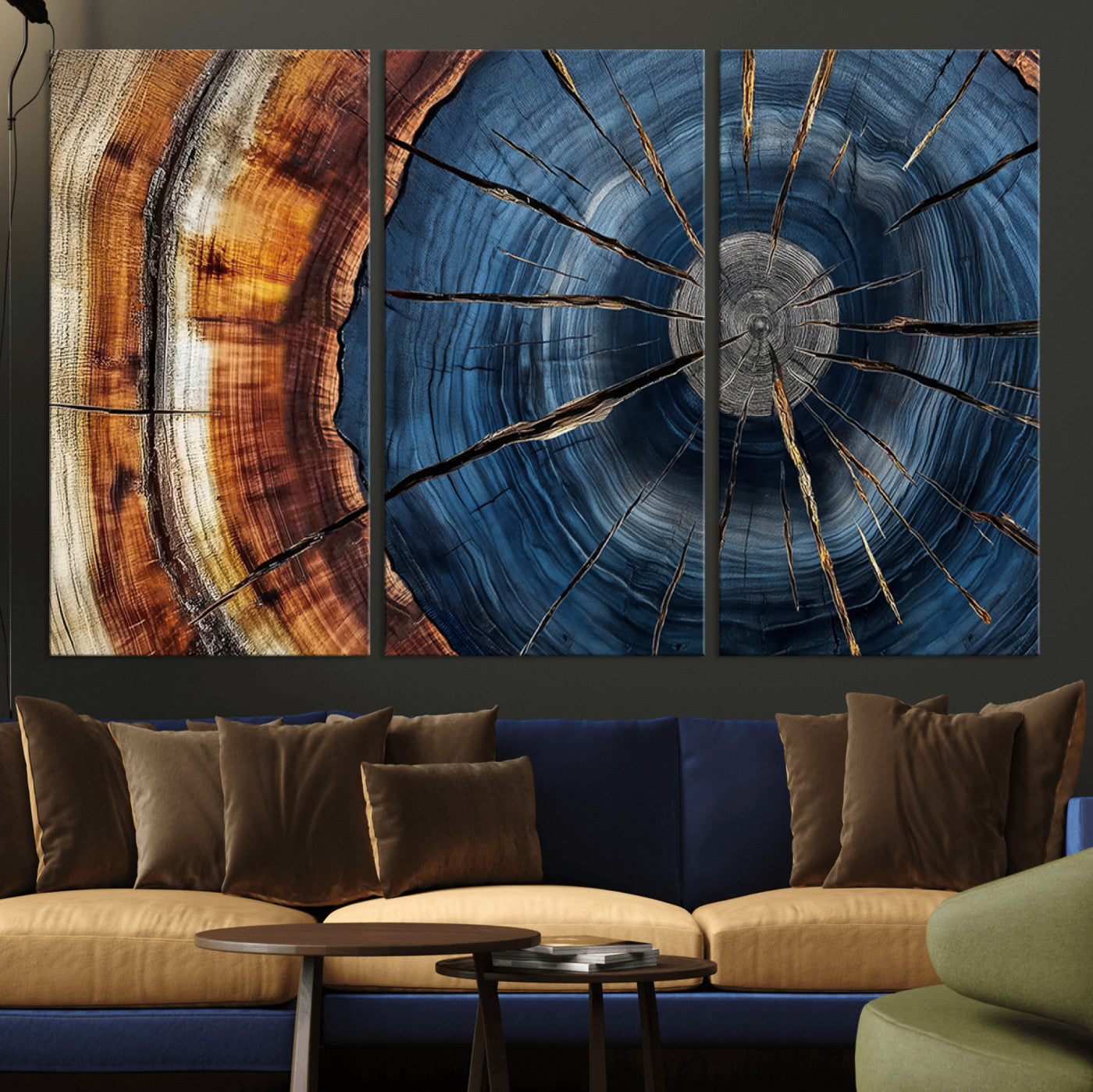 Framed Abstract Tree Ring Wall Art Print Natural Rustic Wood