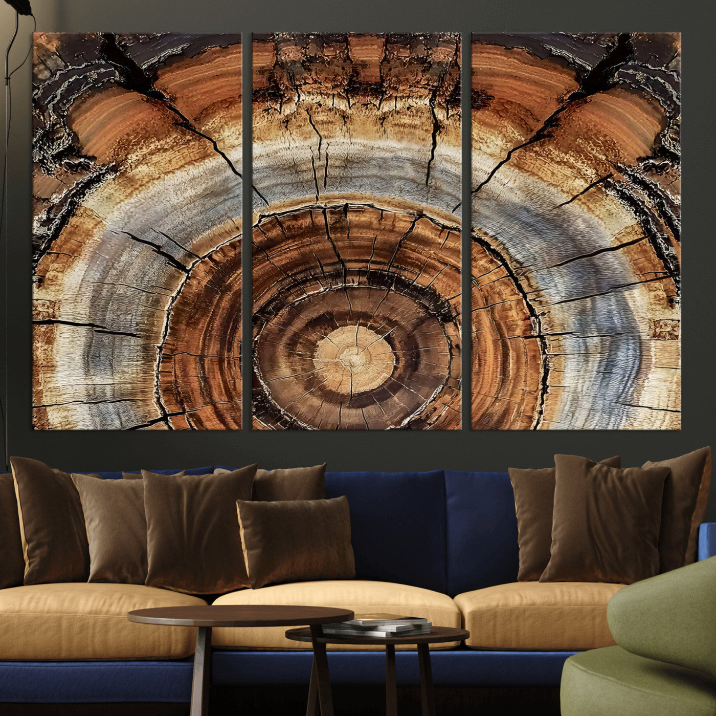 Tree Rings Wall Art Canvas Print – Rustic Wood Texture