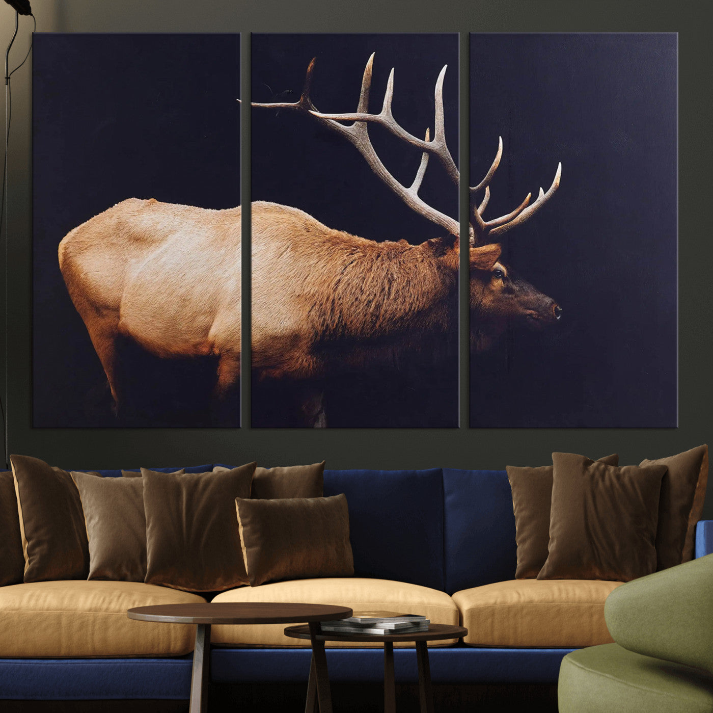 Rustic Elk Wall Art Canvas Print – Framed Moody Wildlife Art