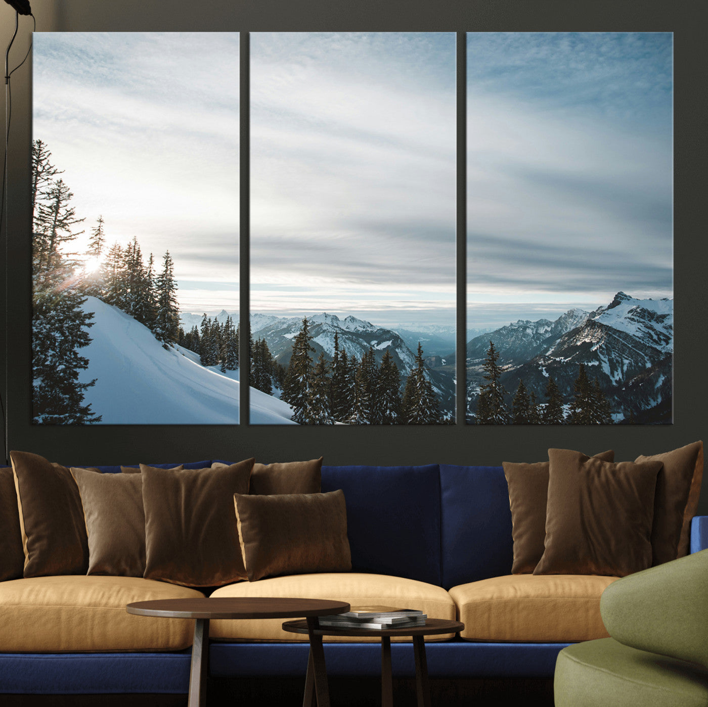 Snowy Mountains Wall Art Canvas Print – Framed Alpine