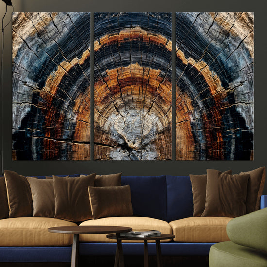 Abstract Wood Grain Canvas Print, Tree Ring Pattern Wall