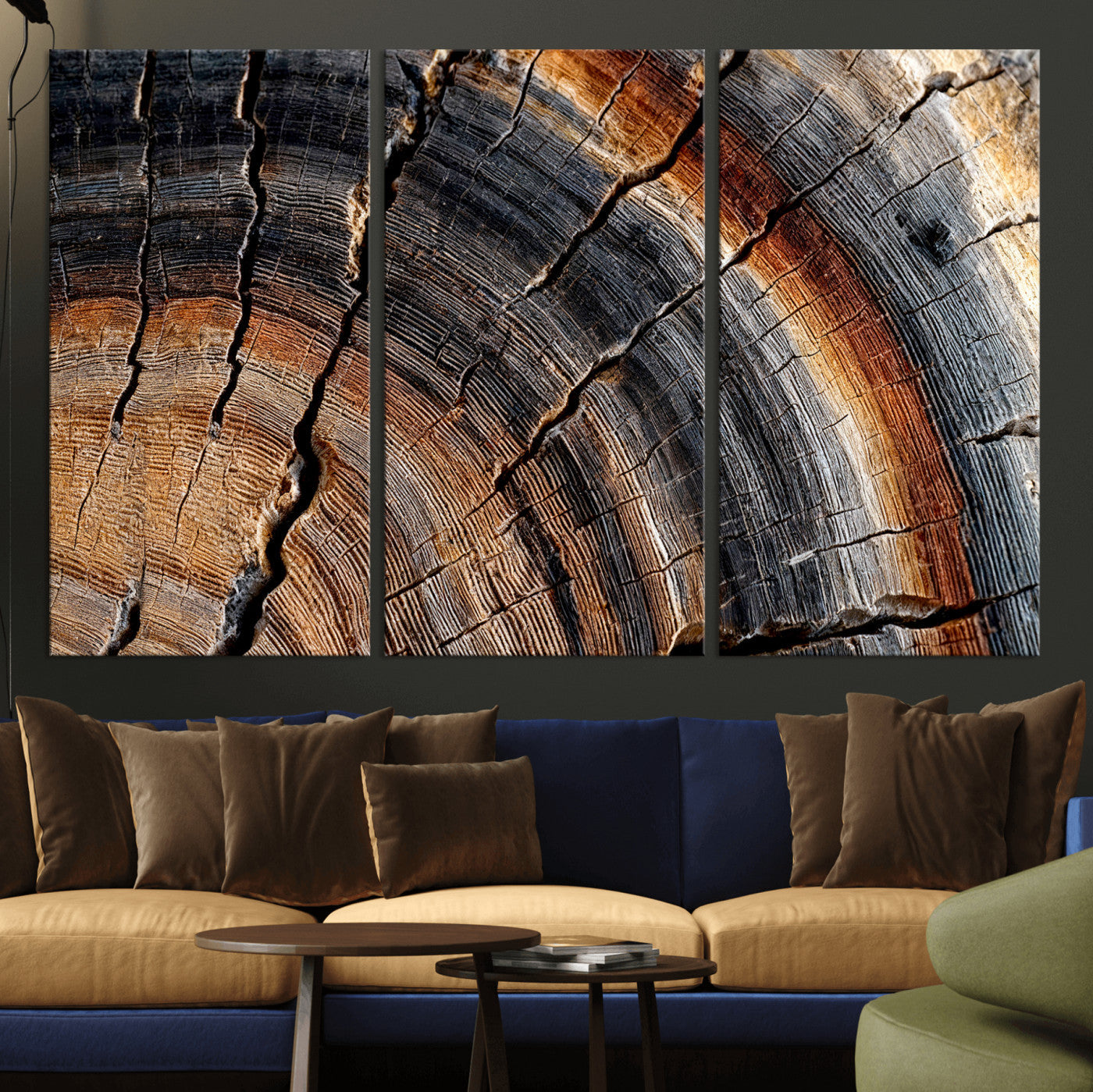 Abstract Tree Ring Wall Art Print – Natural Rustic Wood