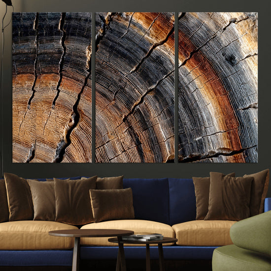 Abstract Tree Ring Wall Art Print – Natural Rustic Wood
