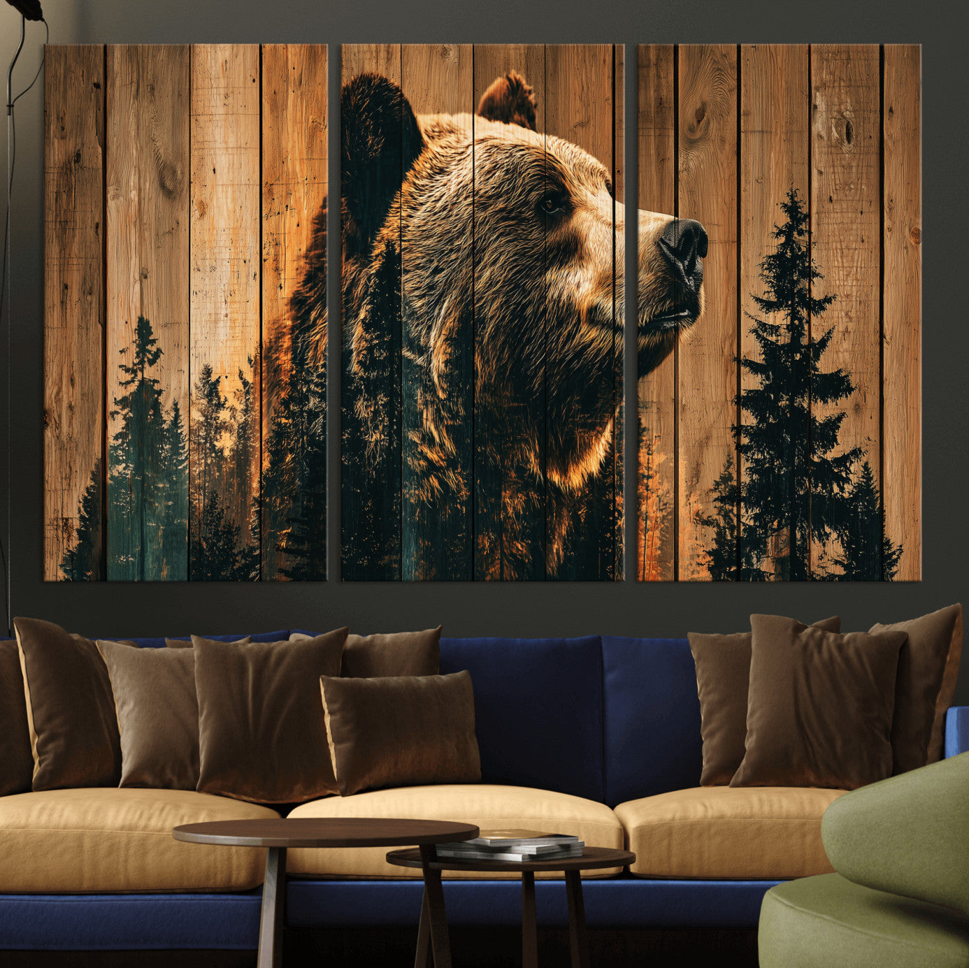 Rustic Bear Wall Art Canvas Print – Woodland Wildlife