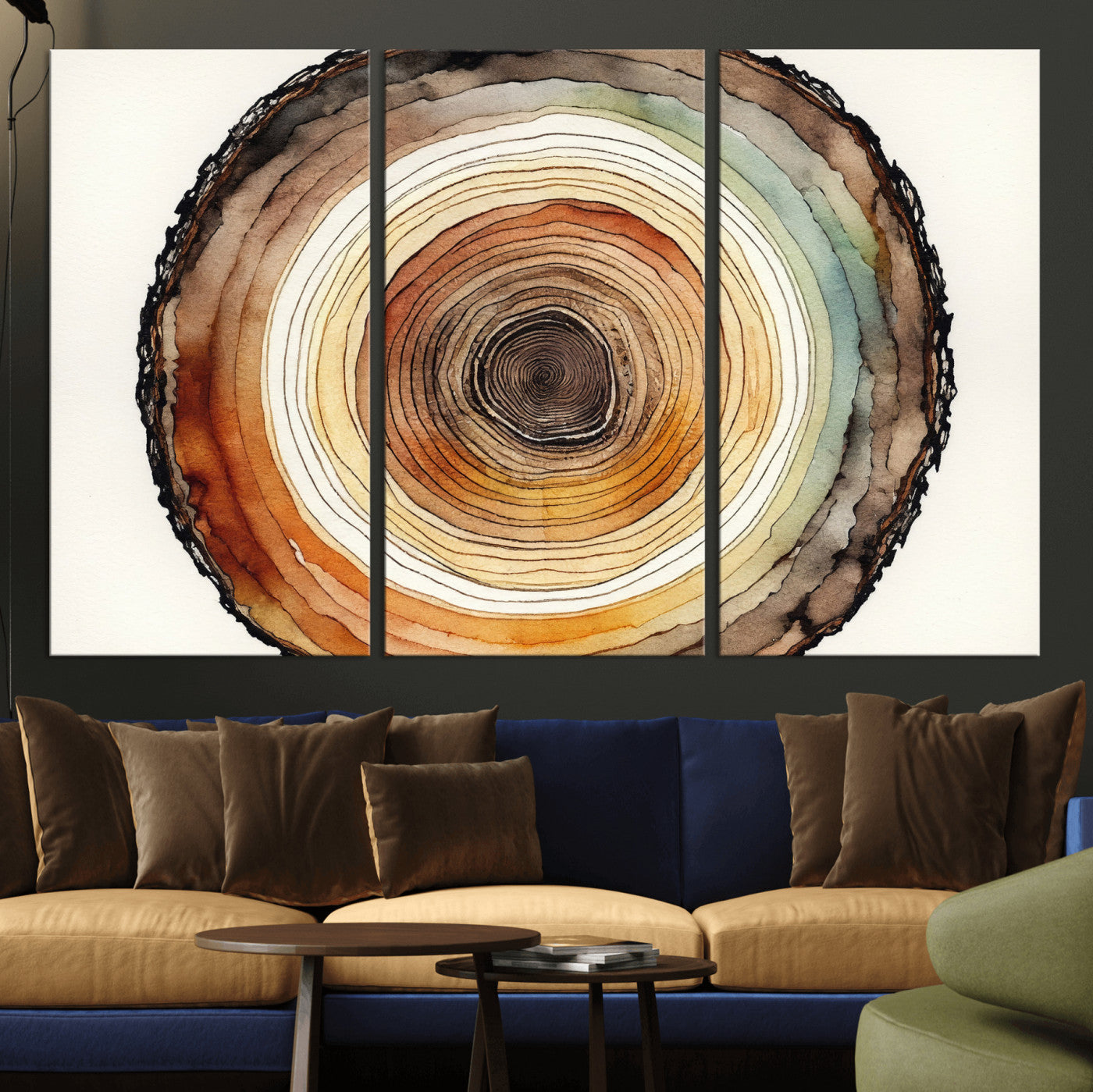 Natural Wood Slice Wall Art Canvas Print, Tree Ring Wall