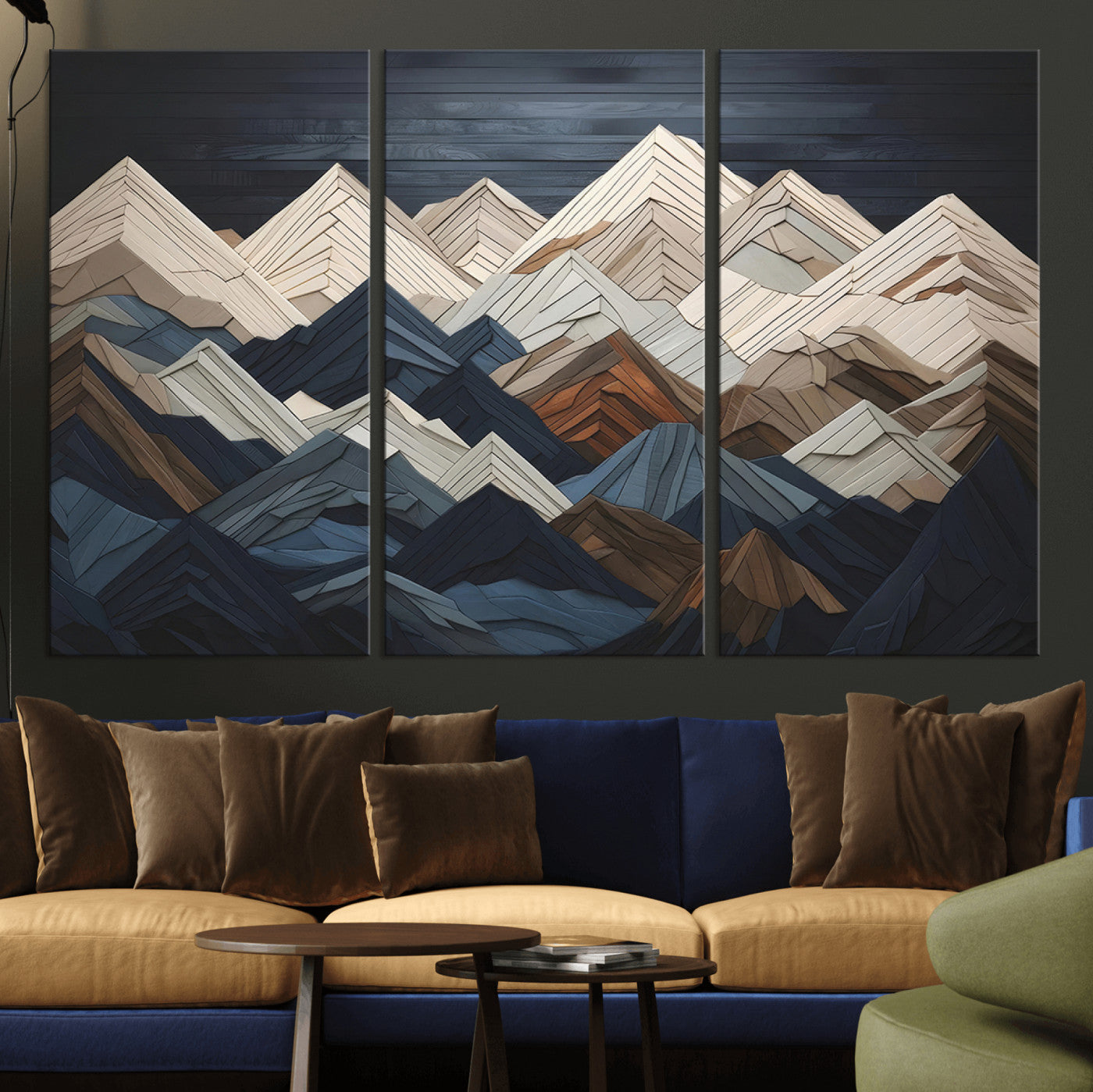 Wood Mountain Wall Art | Mountain Canvas Print Wood Decor |