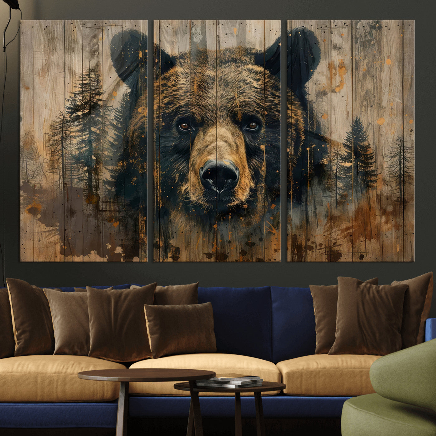 Abstract 399 Bear Wall Art | Rustic Cabin Wall Decor with