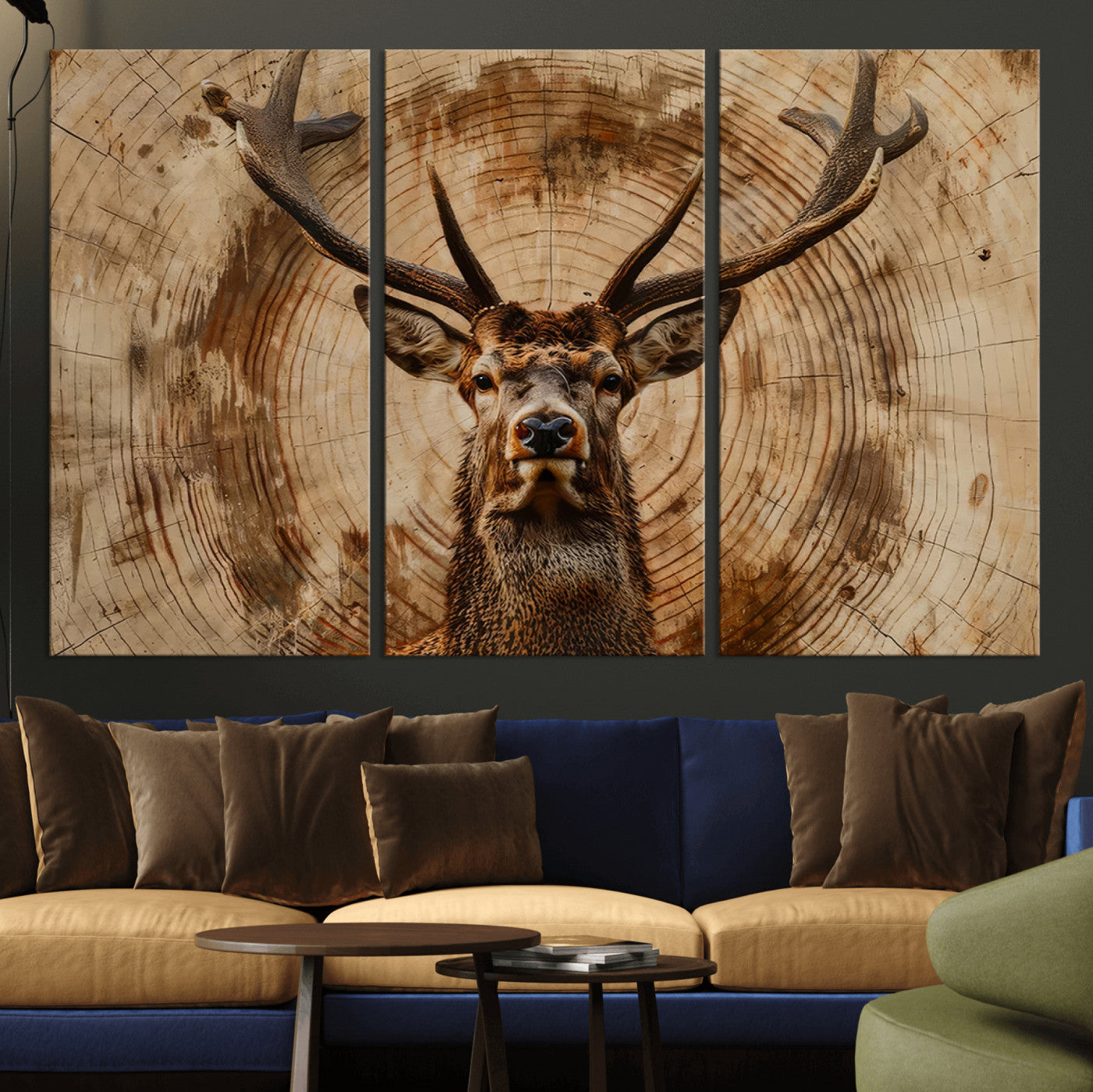 Wood Abstract Deer Wall Art | Rustic Wildlife Canvas Print |
