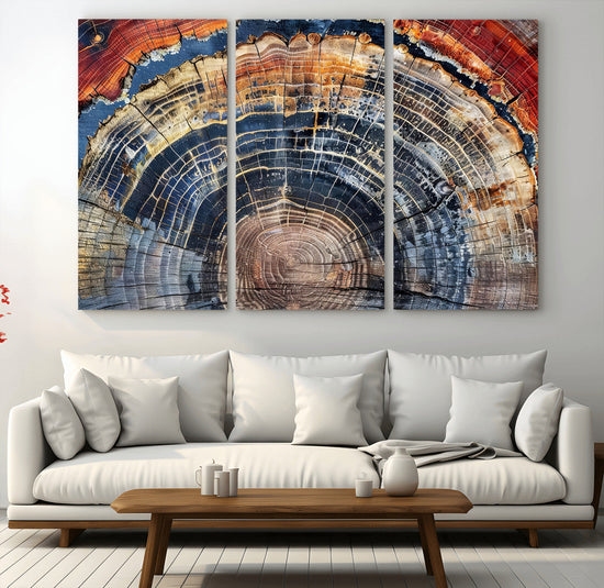 Tree Rings Wall Art Canvas Print – Framed Wood Art Picture