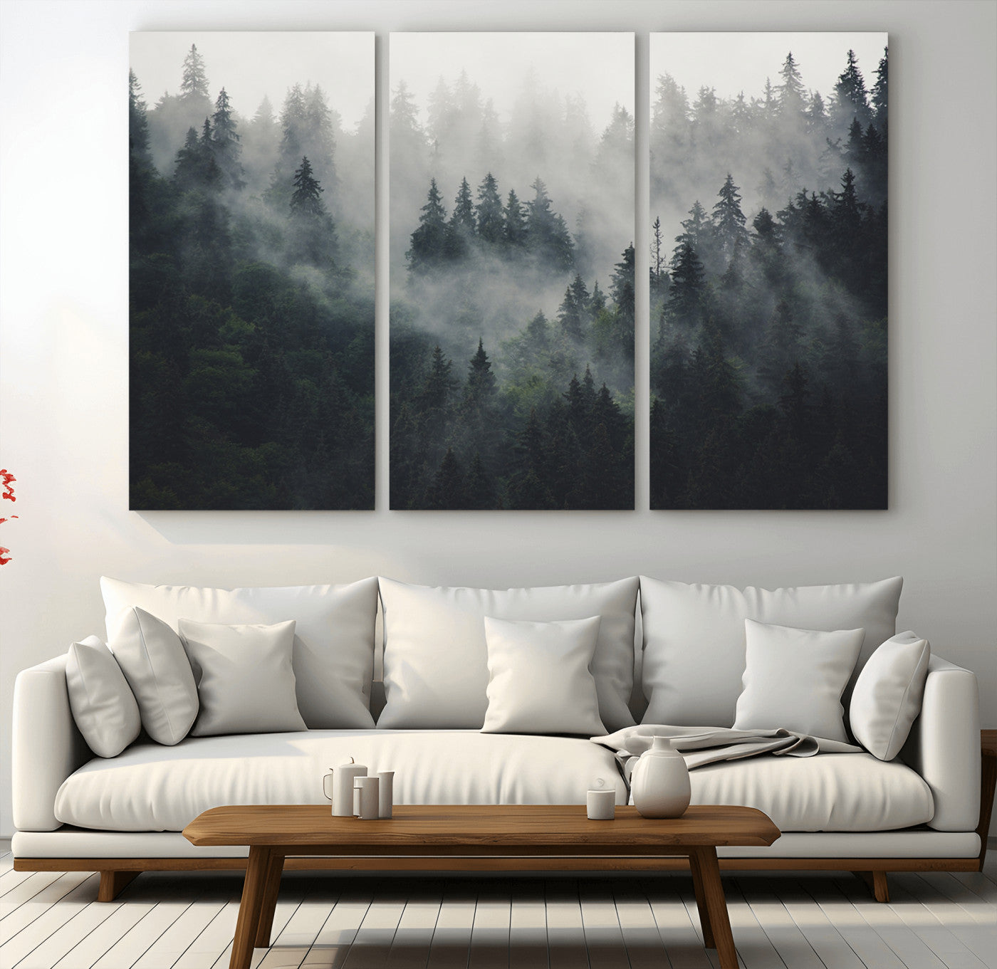 Nature Wall Decor - Serene Triptych Nature Print – Woodland