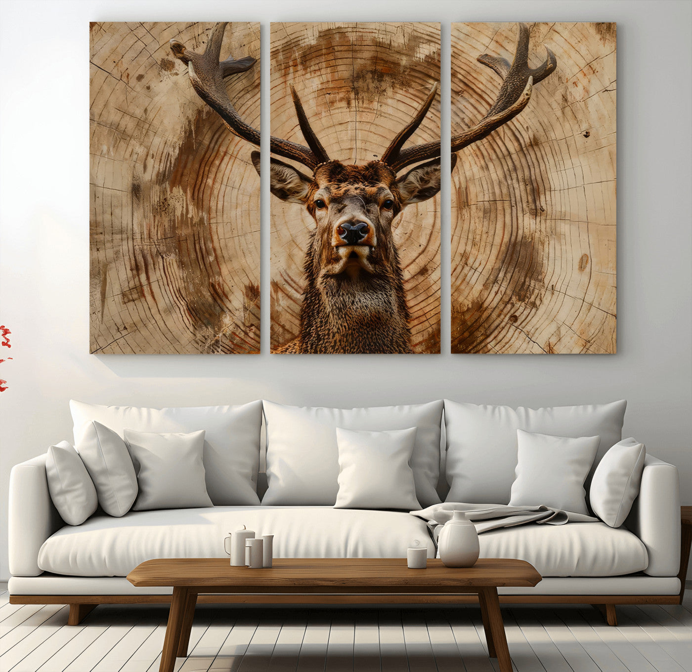 Wood Abstract Deer Wall Art | Rustic Wildlife Canvas Print |