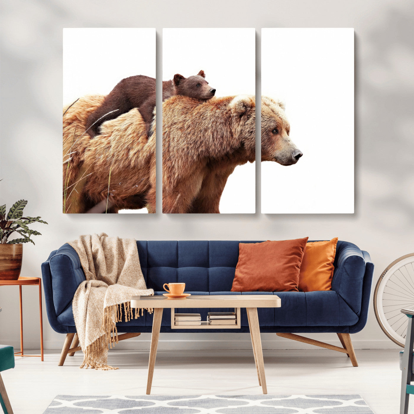 Mother and Baby Bear Canvas Wall Art - Adorable Wildlife