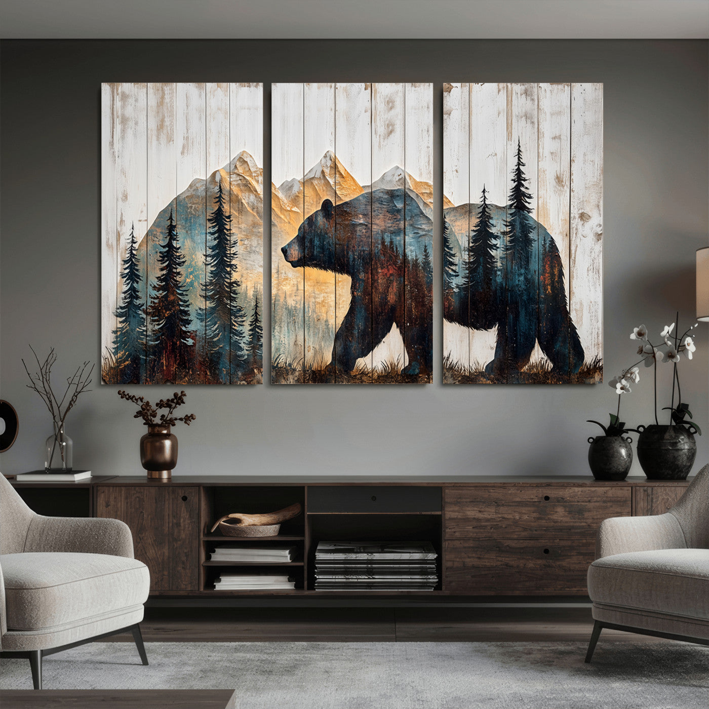 Rustic Bear Wall Art - Grizzly 399 Bear Wall Art - Mountain