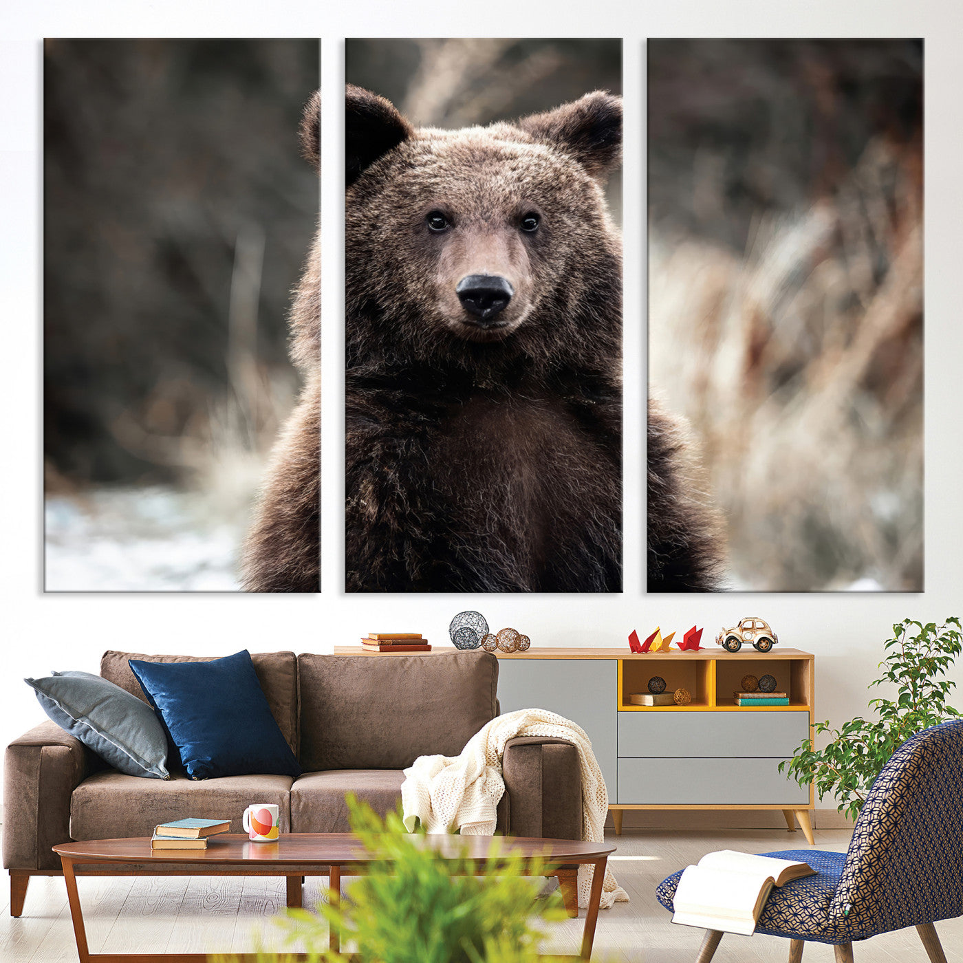 Brown Bear Wall Art Canvas Print – Framed Majestic Woodland