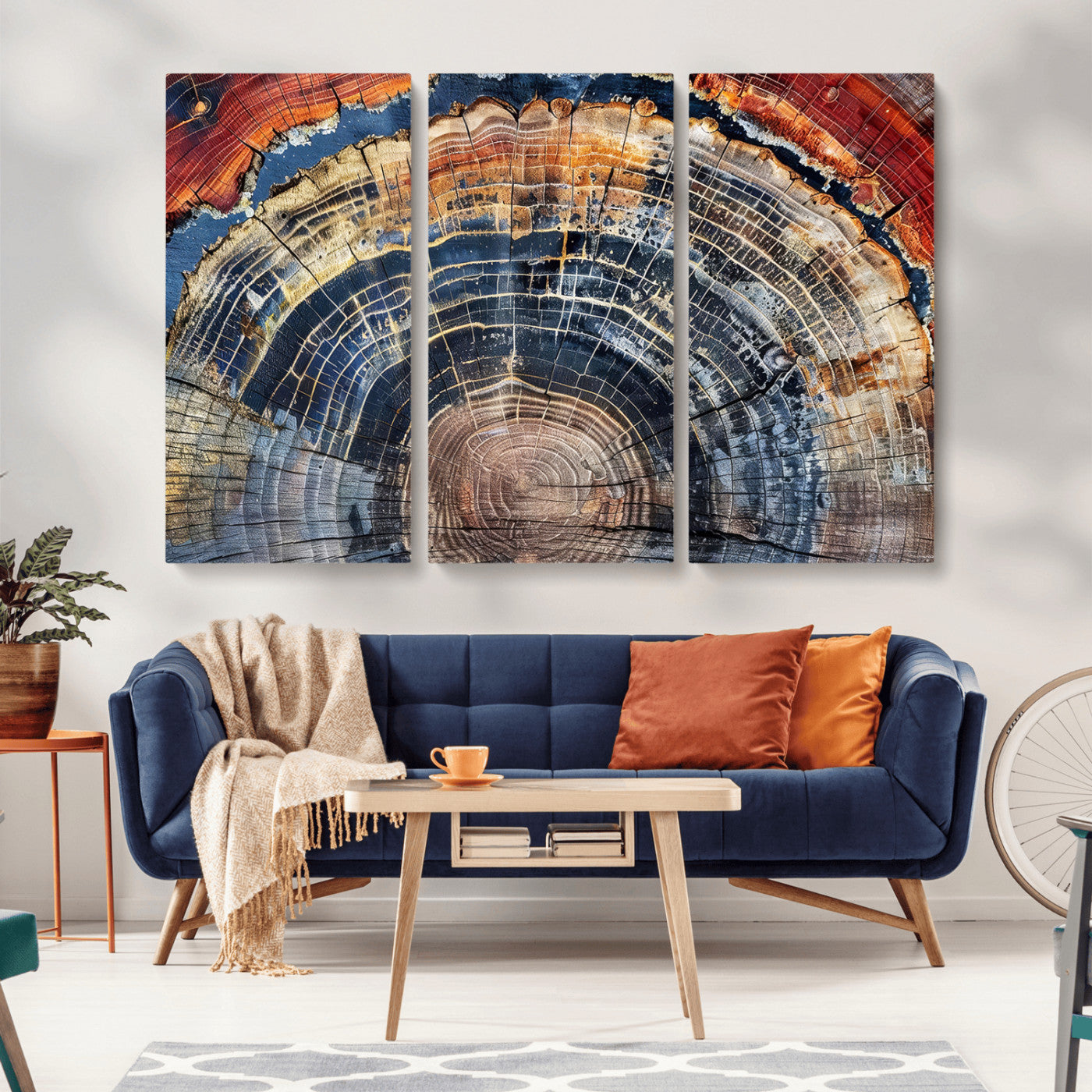 Tree Rings Wall Art Canvas Print – Framed Petrified Wood